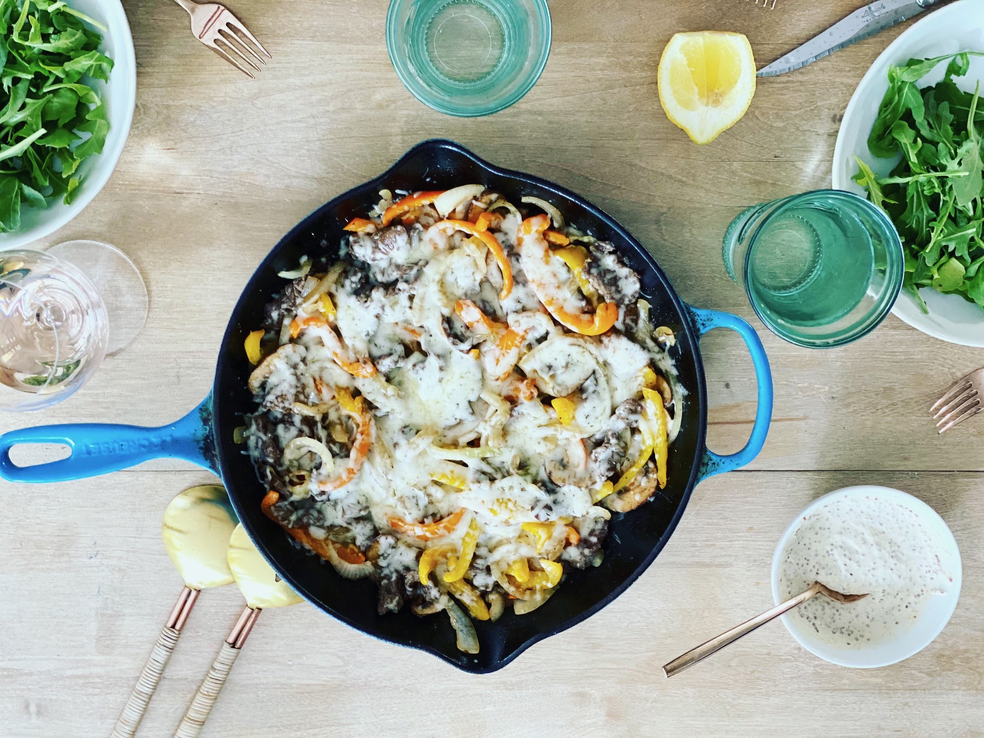 Low Carb Philly Cheesesteak Skillet